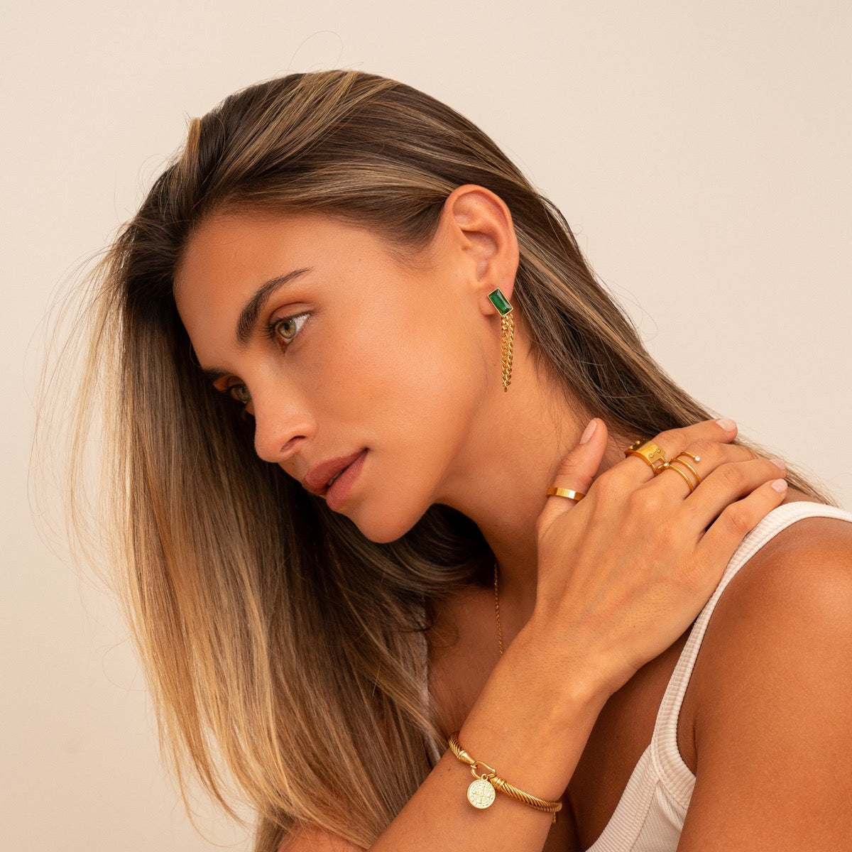 ESMERALDA Golden Chain Earrings