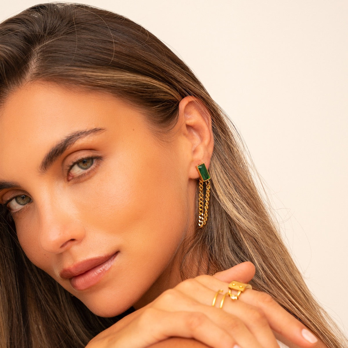 ESMERALDA Golden Chain Earrings