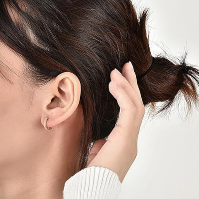 ISA Golden Earrings with Zirconia