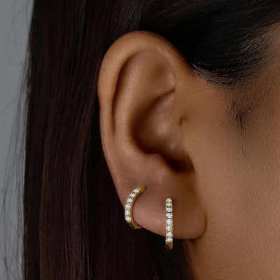 ISA Golden Earrings with Zirconia