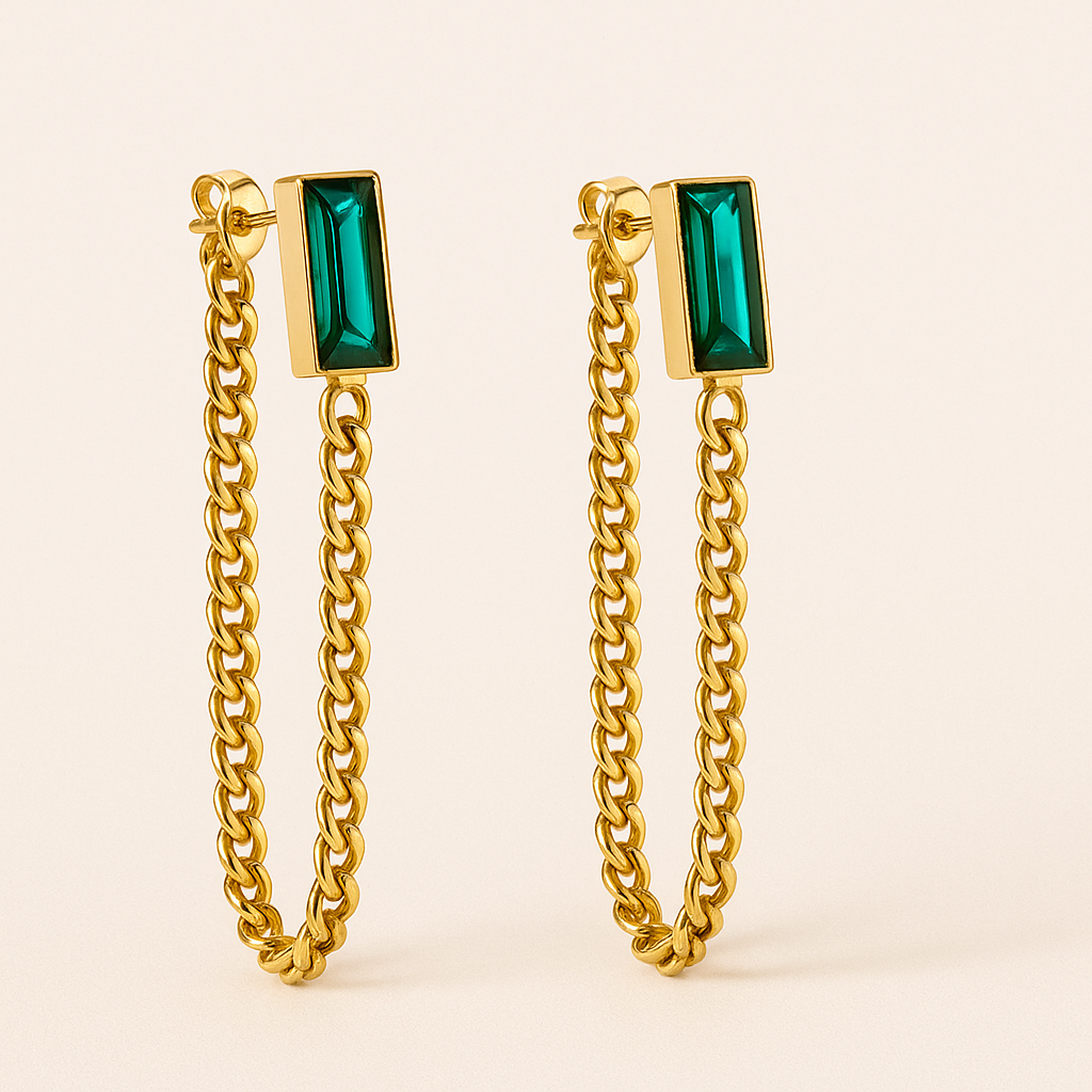ESMERALDA Golden Chain Earrings