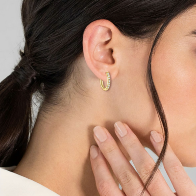 ISA Golden Earrings with Zirconia